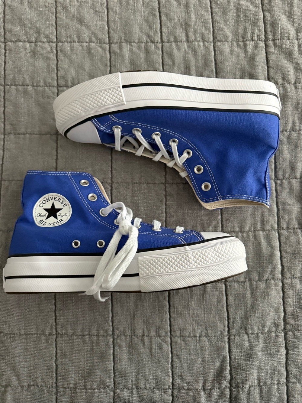 Converse Blue and White Platform Chuck Taylor All Star High-Top Sneakers